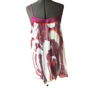 Bebe Spaghetti Strap Top Shimmer White Purple Red S Sheer Layered Baby Doll